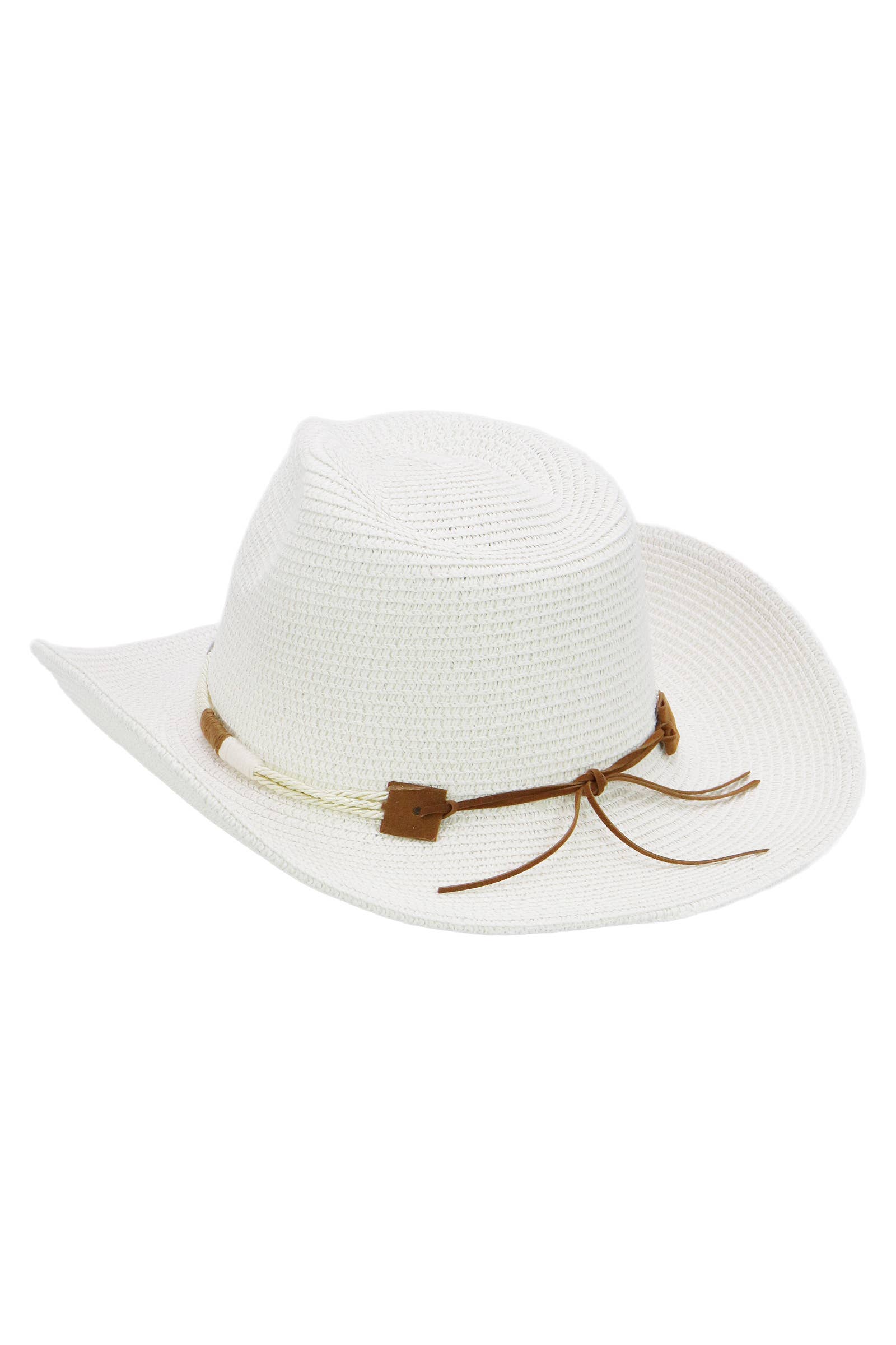 Cap Zone - Wholesale Straw Hat - Women's - Coastal Stitch Braided Belt Paper Straw Cowboy Hat10