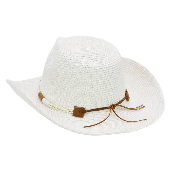 Cap Zone - Wholesale Straw Hat - Women's - Coastal Stitch Braided Belt Paper Straw Cowboy Hat10