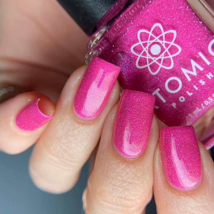 Atomic Polish - Wholesale Nail Polish - Glucose Pink Nail Polish with Silver Glitter4