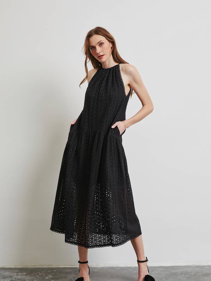 Heyson - Wholesale Dress - Women's - LD1041 SLEEVELESS DROP WAIST EYELET DRESS