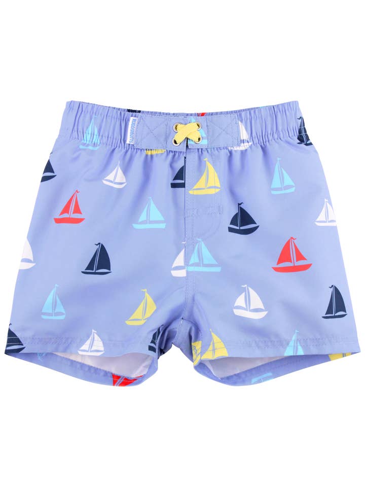 Blue Boys Down By The Bay Swim Trunks for wholesale on Faire