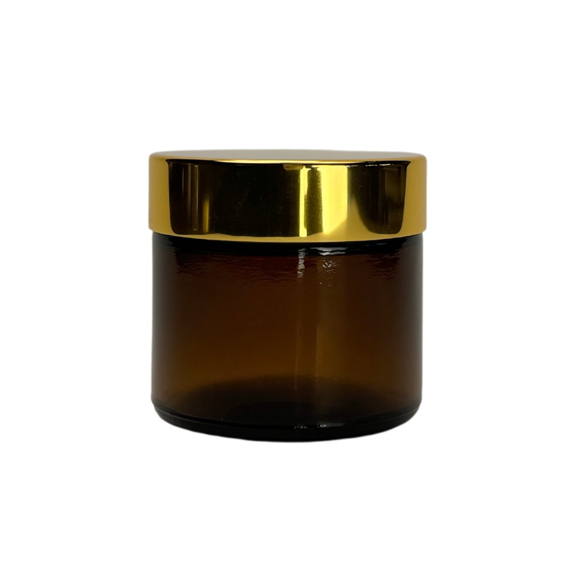 The Bottle Shoppe - Wholesale Jar - 2oz Amber Glass Jar Straight Sided with Gold Lid1