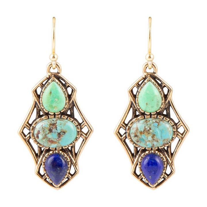 Blue Hues Multi Stone Earring for wholesale by Barse Jewelry
