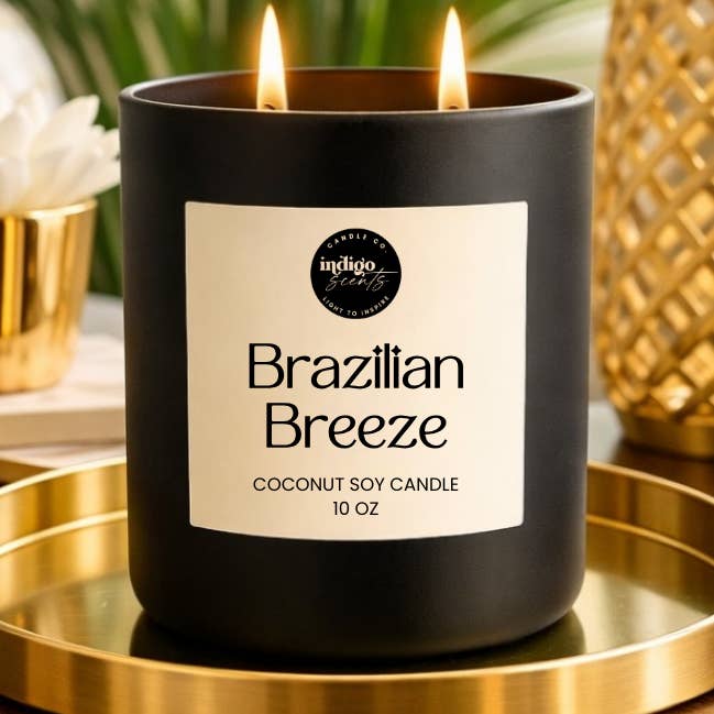 Bougie Brise Brésilienne | Parfum Pistache Tropicale & Caramel Salé pour la vente par Indigo Scents Candle Co.