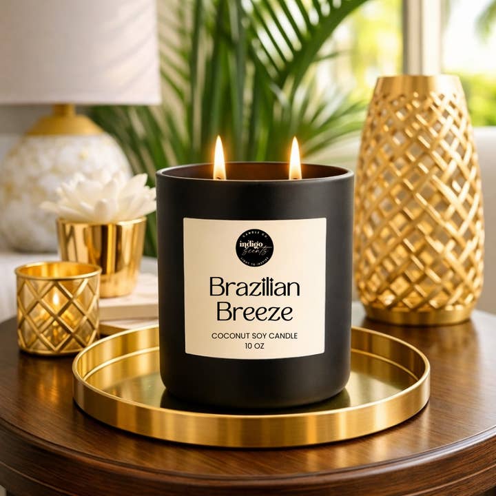 Brazilian Breeze Candle | Tropical Pistachio & Salted Caramel Scent for wholesale by Indigo Scents Candle Co.