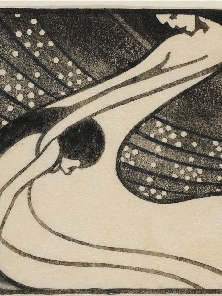 Two Intertwined Female Figures by Mileva Roller, c. 1908-1915 - Square Greetings Card for wholesale by Flashback Shop