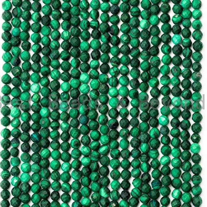 BestBeads&Beyond – wholesale Pärlor – BestBeads&Beyond Naturliga fasetterade runda malakitpärlor 2 mm, 3 mm, 4 mm, 39,4 cm hel tråd2