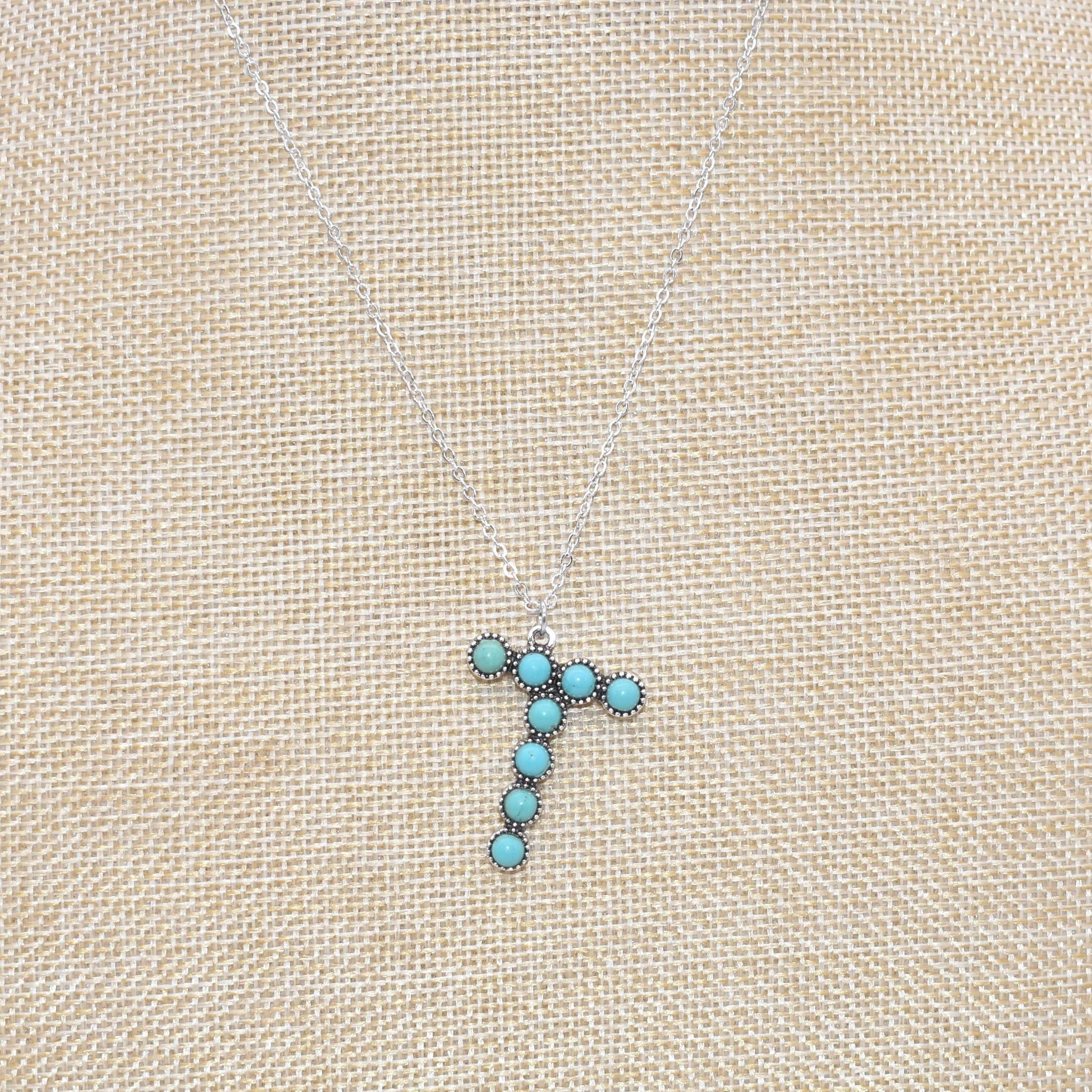 The Classy Cloth WS - Wholesale Pendant/Charm Necklace - Silver Turquoise Statement Letter Necklace RTS15