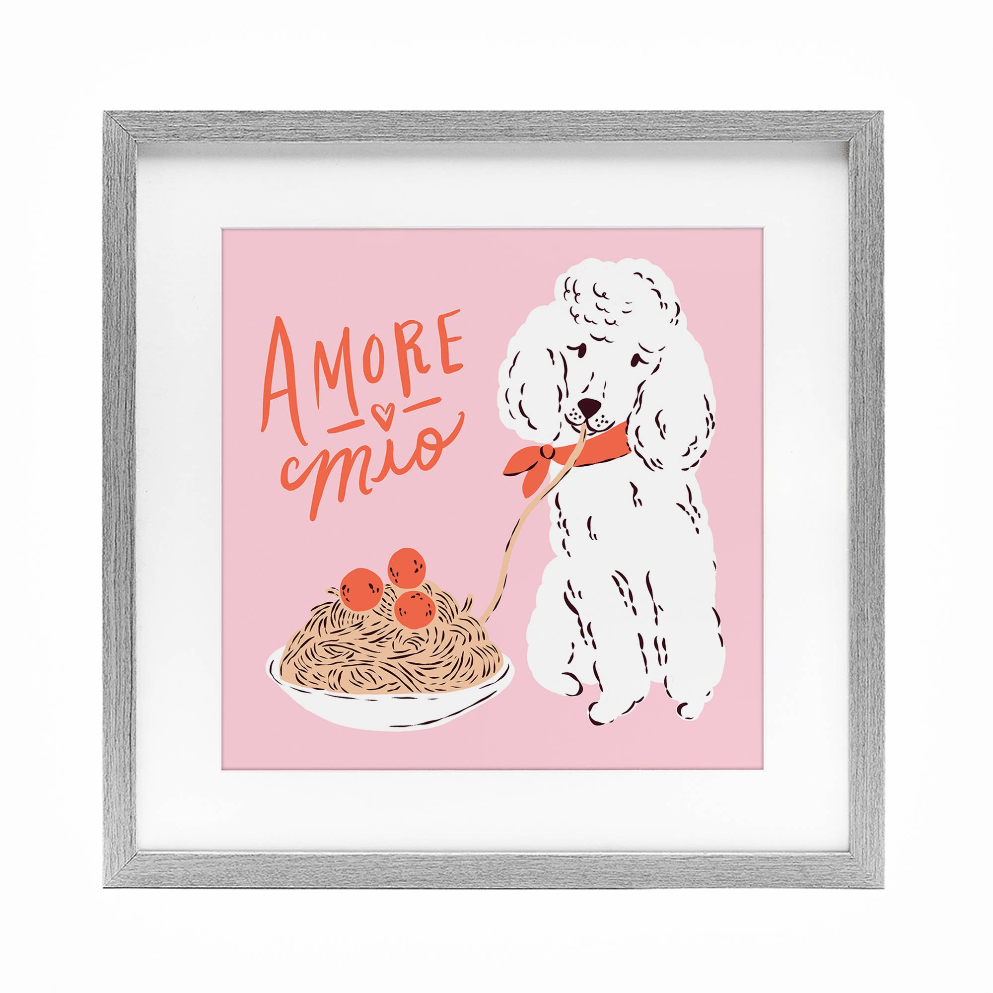 Stupell Industries – Engroshandel Vægskilt – Amore Mio Pasta Poodle - Print Under Glas Vægkunst9
