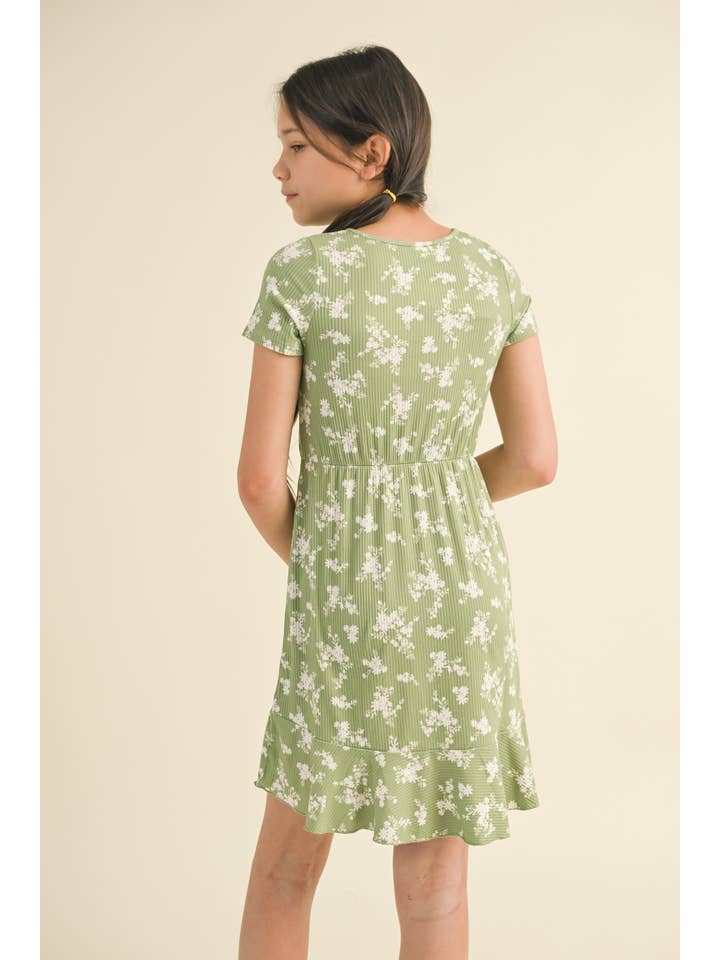 heart and arrow - Vente Robe – enfant - ROBE BOUTONNÉE FLORALE À MANCHES COURTES POUR ENFANTS KD1264SG (7-12)4