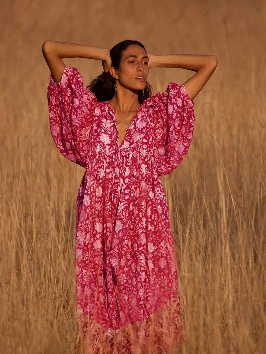 Sweetkama - Venta al por mayor Vestido - Mujer - Vestido largo diario para mujer con lazo floral Sweetkama3