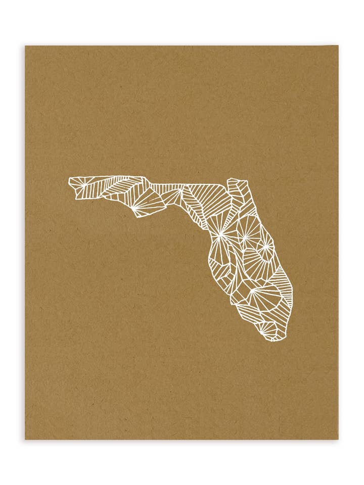 Florida map | screenprint for wholesale by Suz Bax Art