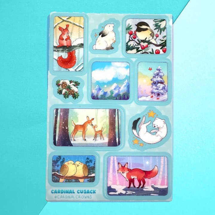 Winter Forest Sticker Sheet for wholesale by cardinalcrowns
