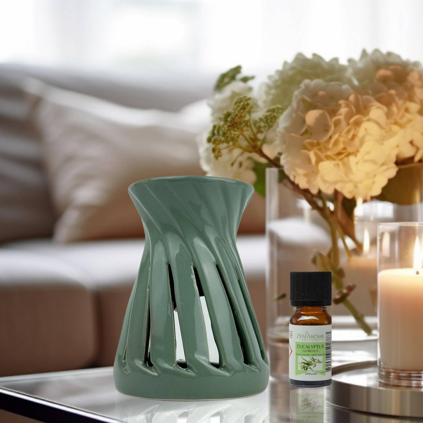 Zen'Arôme - Wholesale Waxbrander - Keramische Corta groene geurbrander met geurmelt6