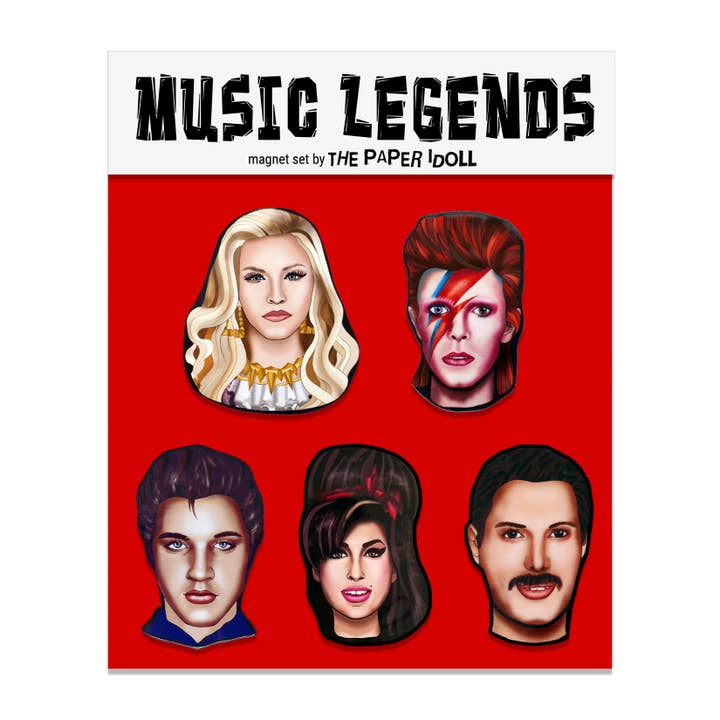 Magnetische Legenden: Musik-Ikonen – Ein Set von fünf 2,5" (6,4 cm) für den Großhandel von THE PAPER IDOLL