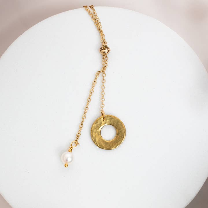 Promise Y-Neck Gold Plated Pearl Necklace for wholesale by Mend on the Move