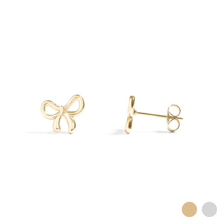 Boucles d'oreilles clous nœud en acier inoxydable PVD or 18K pour la vente par WJW