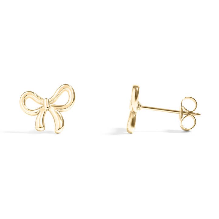 18K Gold PVD Stainless Steel Bow Stud Earrings for wholesale by WJW