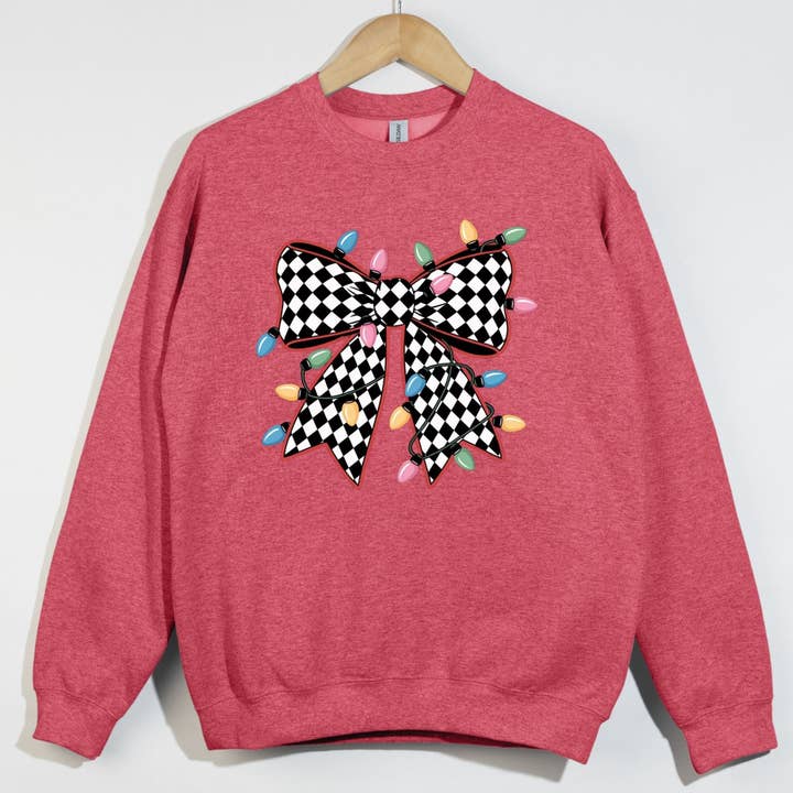 Checkered Bow Christmas Lights for wholesale by Trendy Tees Wholesale And Boutique