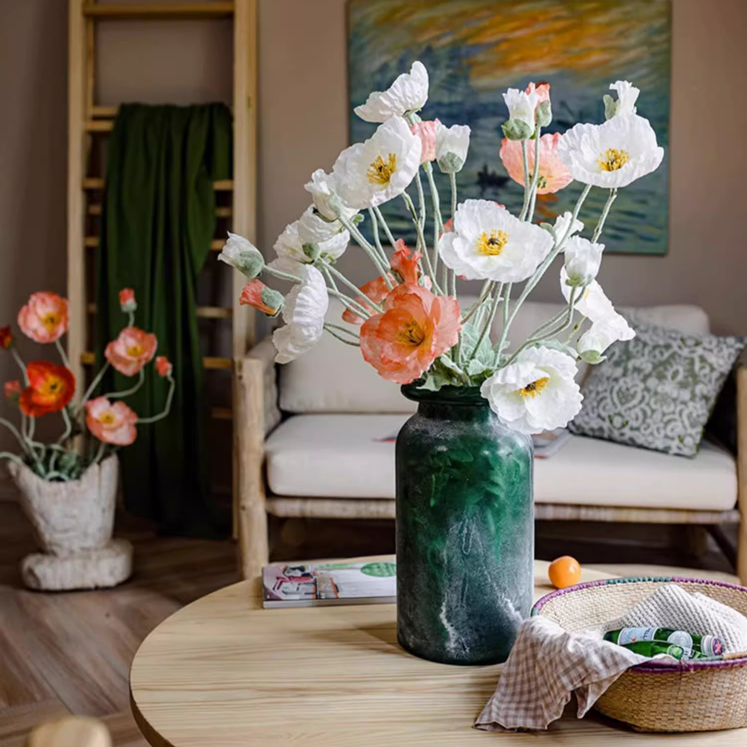 Rustic Reach - Wholesale Artificial Flowers - Large Silk Poppy Flower Stem 41" Tall1