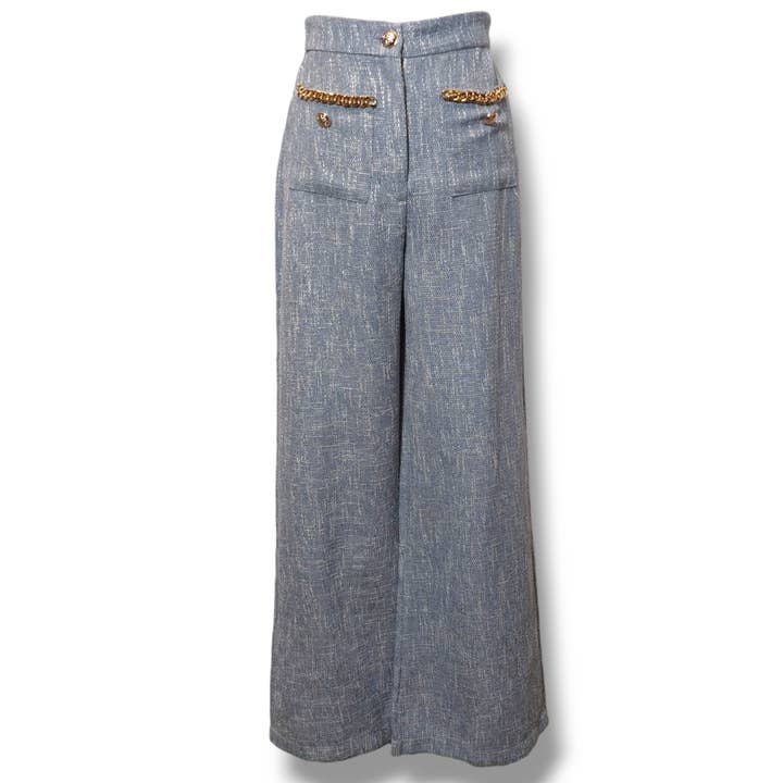 NINEF - Wholesale Pants - Women's - Verdant Elegance Wide-Leg Trousers - Luxurious French Made 8