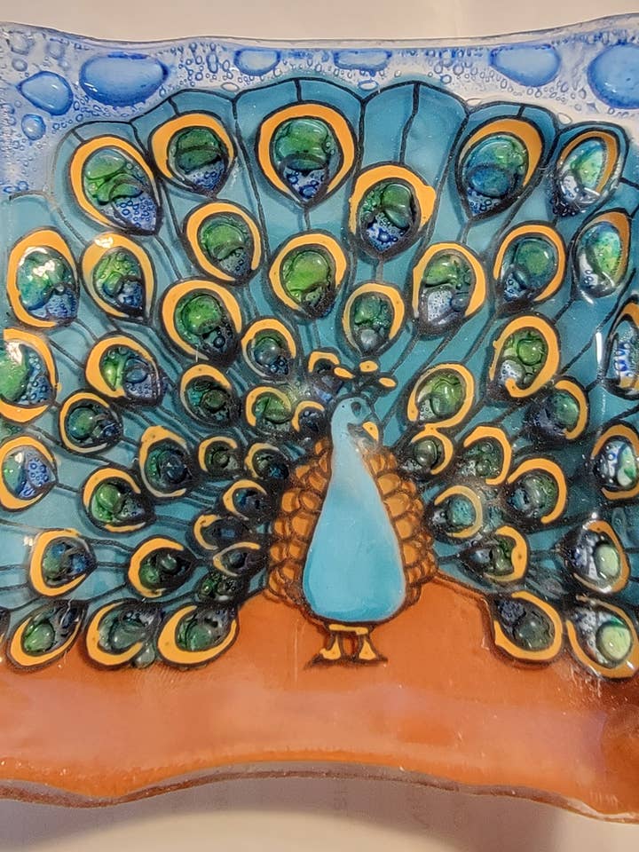 Magestic Peacock Square Plate / Dish for wholesale by Pampeana