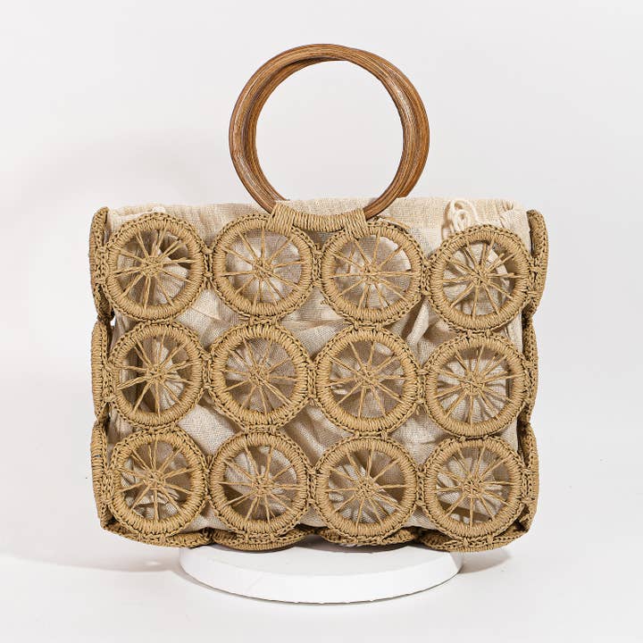 Collections by Fame Accessories - Wholesale Beach Bag - Boho Multi Circle Summer Beach Bag2