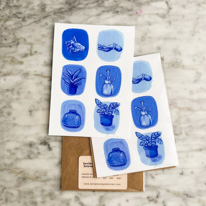 Sara Elands Peterman - Wholesale Art Print - "Blue Treasures" Giclée Print - 5"x7"2