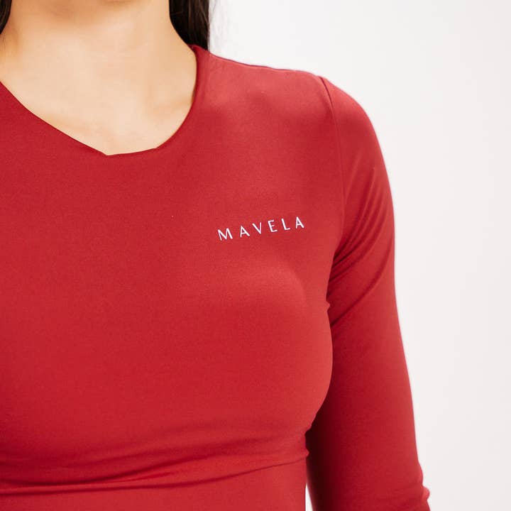 Mavela - Wholesale Athletic Top - Women's - Cardinal Long Sleeve Top2