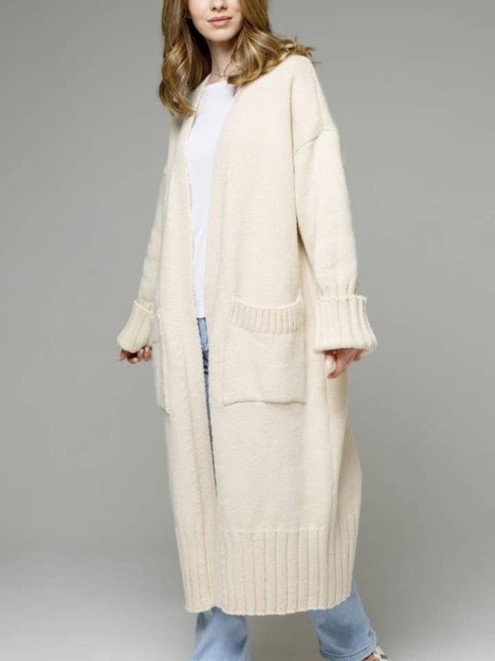 Rosa Clothing - Wholesale Cardigan - Women's - Casual Roll Up Sleeves Baggy Long Knitted Cardigan6
