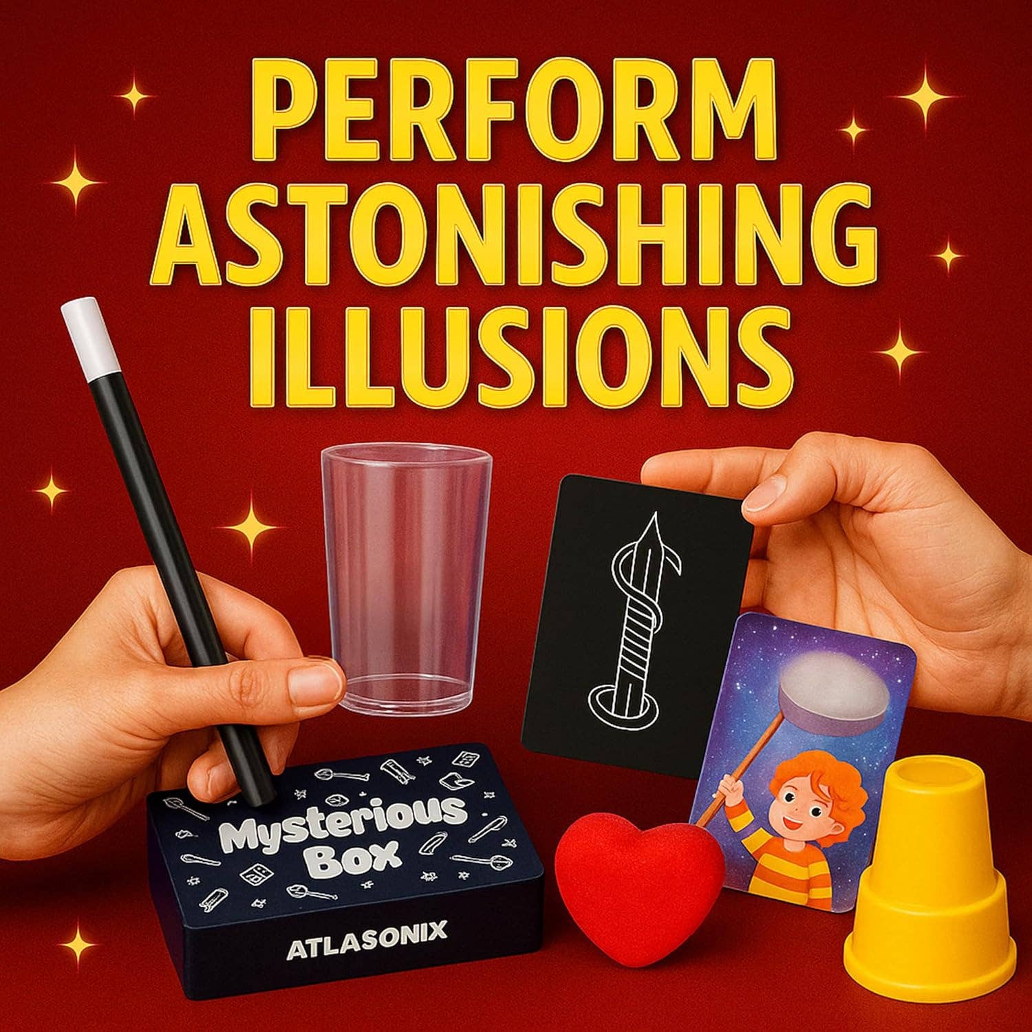 Atlasonix - Vente Tours de magie - Tours de magie - Coffret cadeau d'apprentissage amusant de magie pour enfants8