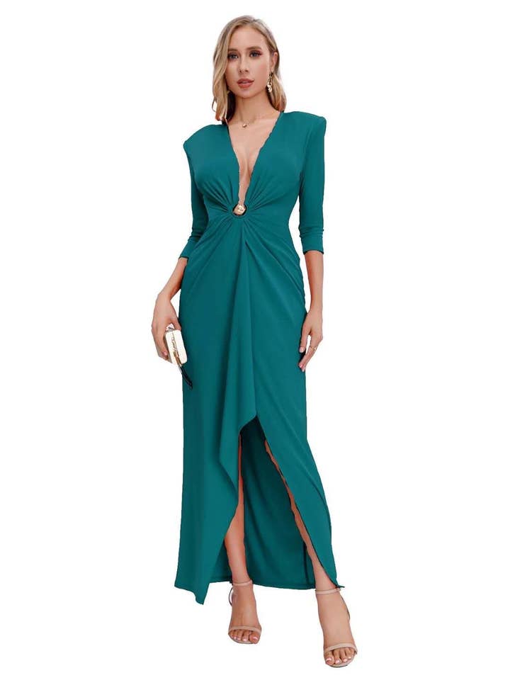 Lucas & Emma - Sarl RJ & co - Wholesale Gown - Women's - Sexy classy mid-length evening dress with sleeve 2250