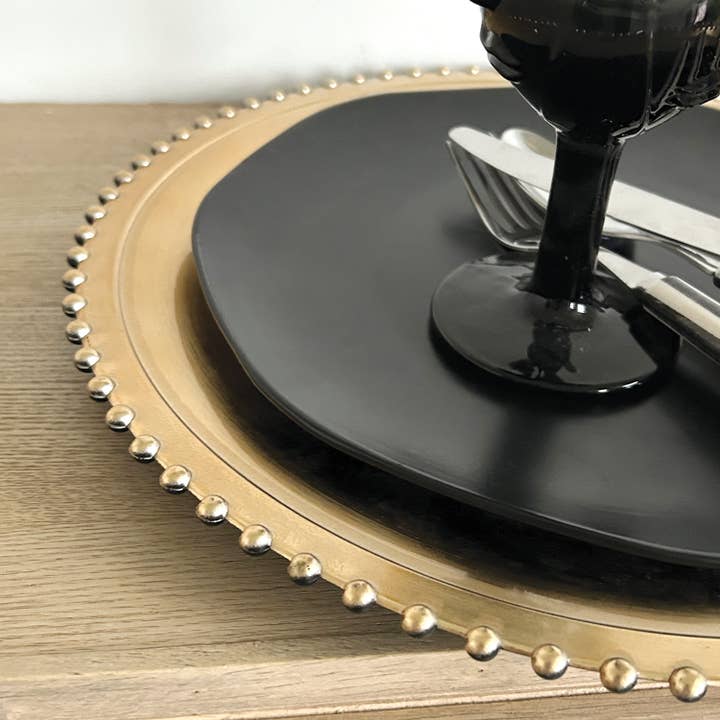 Opjet Paris - Wholesale Charger - Gold beaded table mat D33cm2