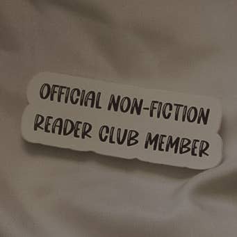 Official Non-Fiction Reader Club Member Vinyl Sticker for wholesale by The Seasonal Pages