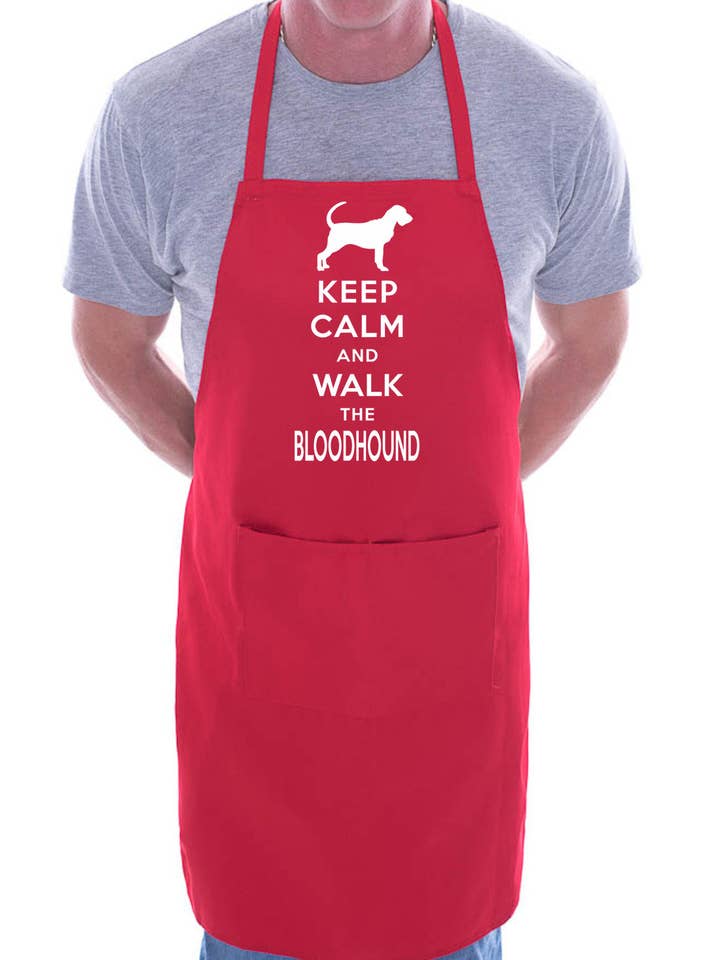 Keep Calm & Walk The Bloodhound Funny Dog Lover Present Nyhet Matlagning BBQ Förkläde för wholesale av Print4U