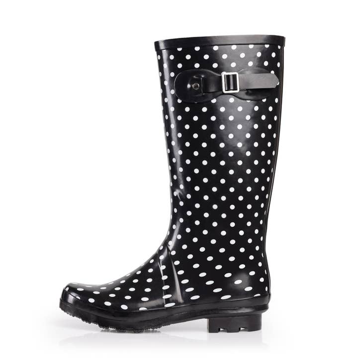 Norty Women Hi Calf 13 Rain Boot White Dot Prepack for wholesale by The Norty Brand