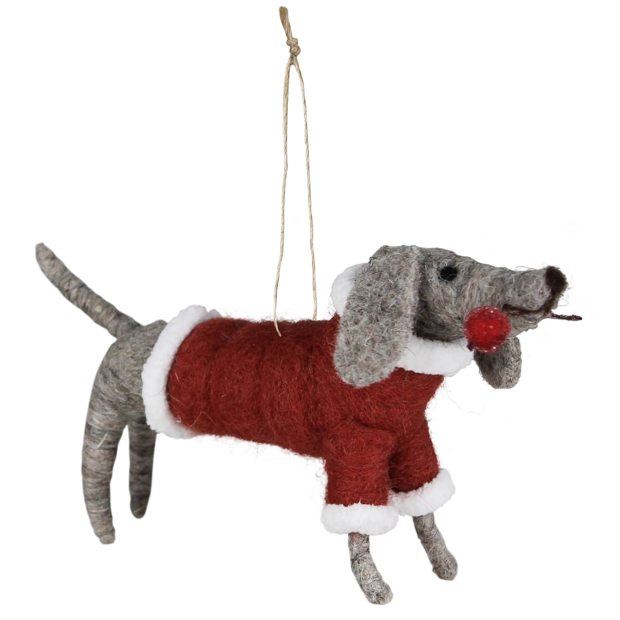 HomArt - Wholesale Ornament - Hond in kerstmanchet, vilt0