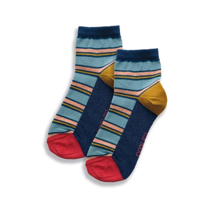 *NOVEDO* Calcetines de tobillo recortados de algodón a rayas para mujer, talla 4 del Reino Unido, paquete de 1 para venta al por mayor de Cub Rocks Ltd