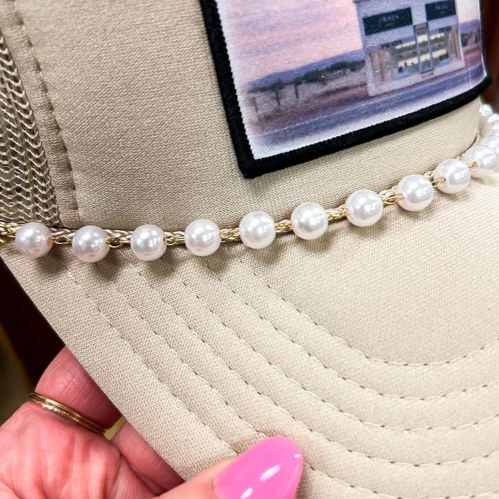 Hart and Hollow - Wholesale Hat Accessory - Women's - Pearl Link Hat Chain0