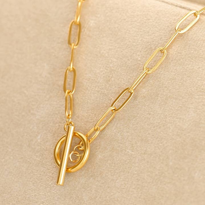 Paperclip Toggle Necklace - Dainty Link Chain Necklace for wholesale by Blueyejewelry