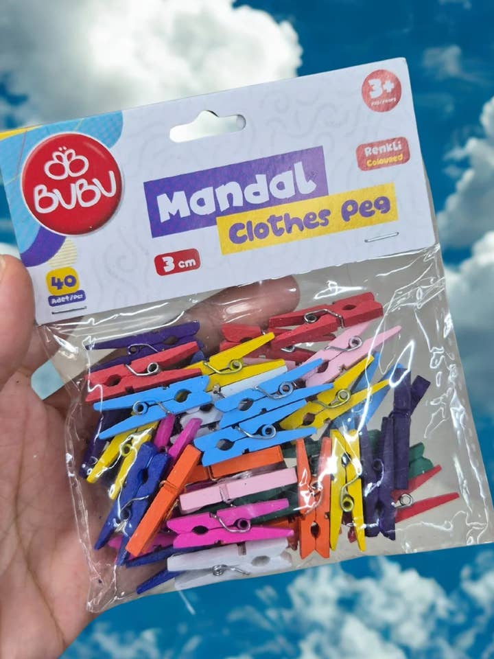 Mini Wooden Clothes Pegs – 40 pcs | 3 cm | Assorted Colors for wholesale by Bonnie Stuff