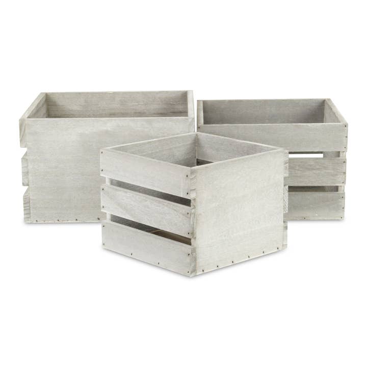 Ensemble de caisses en bois gris foncé rustique Farmstead pour la vente par Cheungs Home Decor