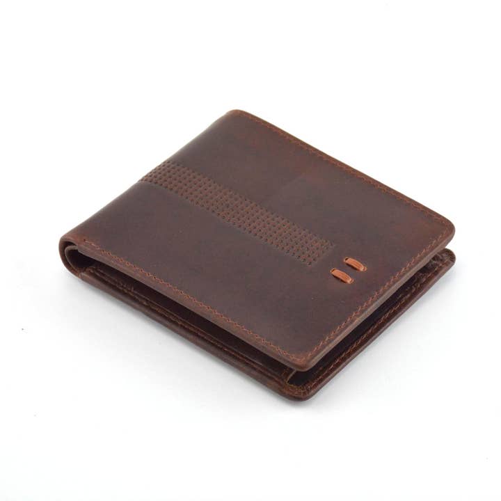 Bifold Leather Wallet // Cow Pull-Up Leather Brown for wholesale by Exclusive Art Inc