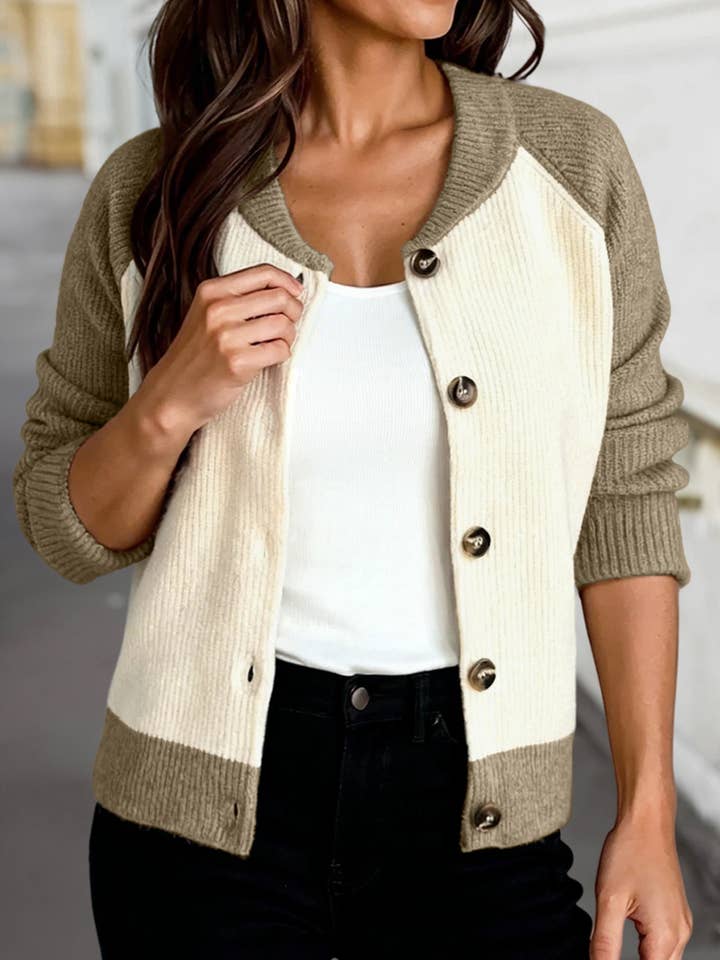 Color Block Buttoned Sweater Cardigan | S-XL for wholesale by Aapparella