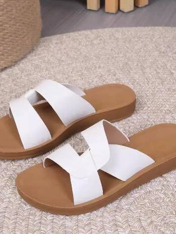 Women's Simple Cross Strap Open-Toe Slip-On Sandals for wholesale by Whisper Mint