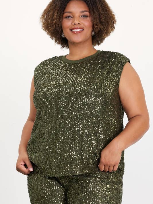 Canotta Muscolare a Bolle con Paillettes Taglia Forte per la vendita all'ingrosso da parte di SKIES ARE BLUE