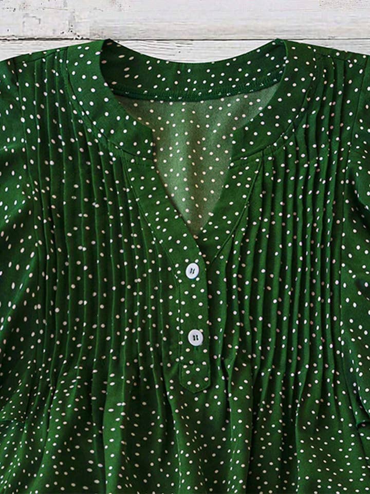 Wholesalesir - Wholesale Blouse – Women’s - V-neck Button Pleated Top6