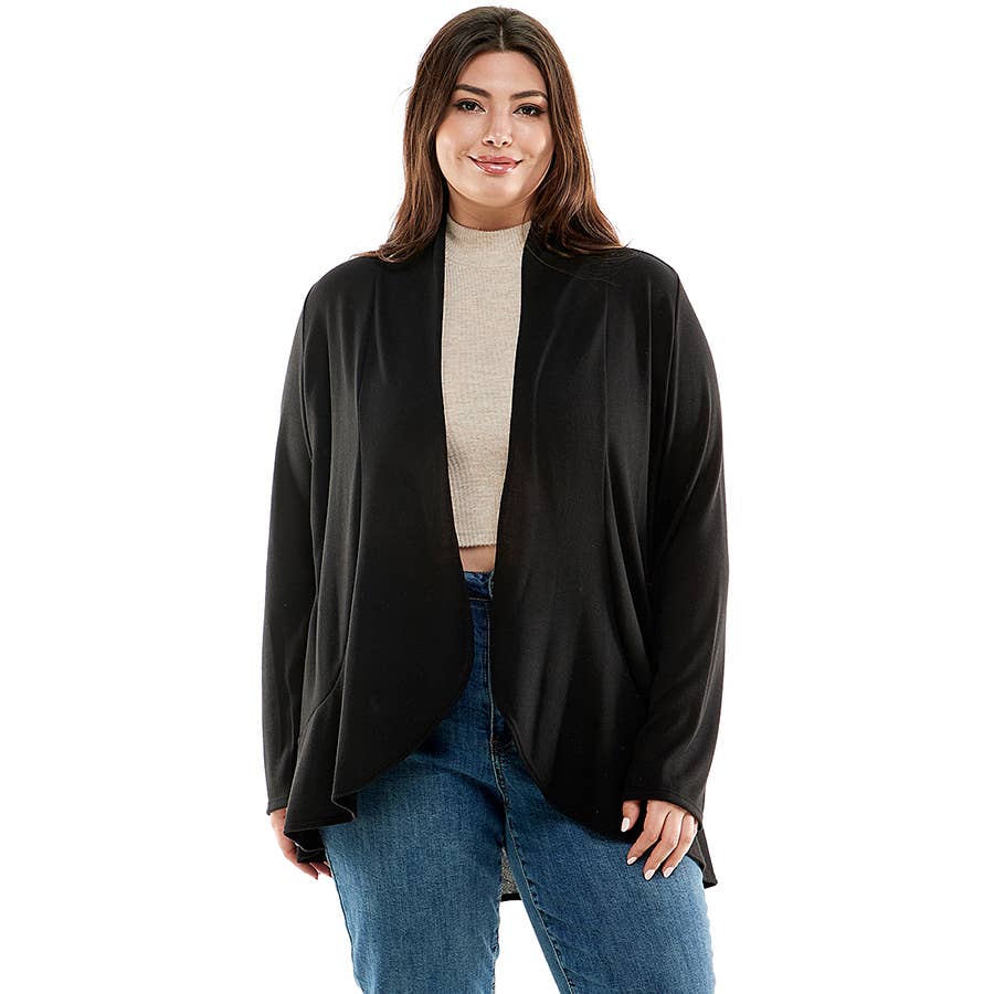 Azules Clothing – Großhandel Strickjacke – Damen – AJK-3016HCX-Plus-Damen-Strickjacke mit langen Ärmeln und Rüschen0