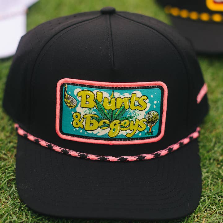 Shank It Golf - Wholesale Baseball Cap - Unisex - Electric Lettuce Black Rope Patch Golf Hat