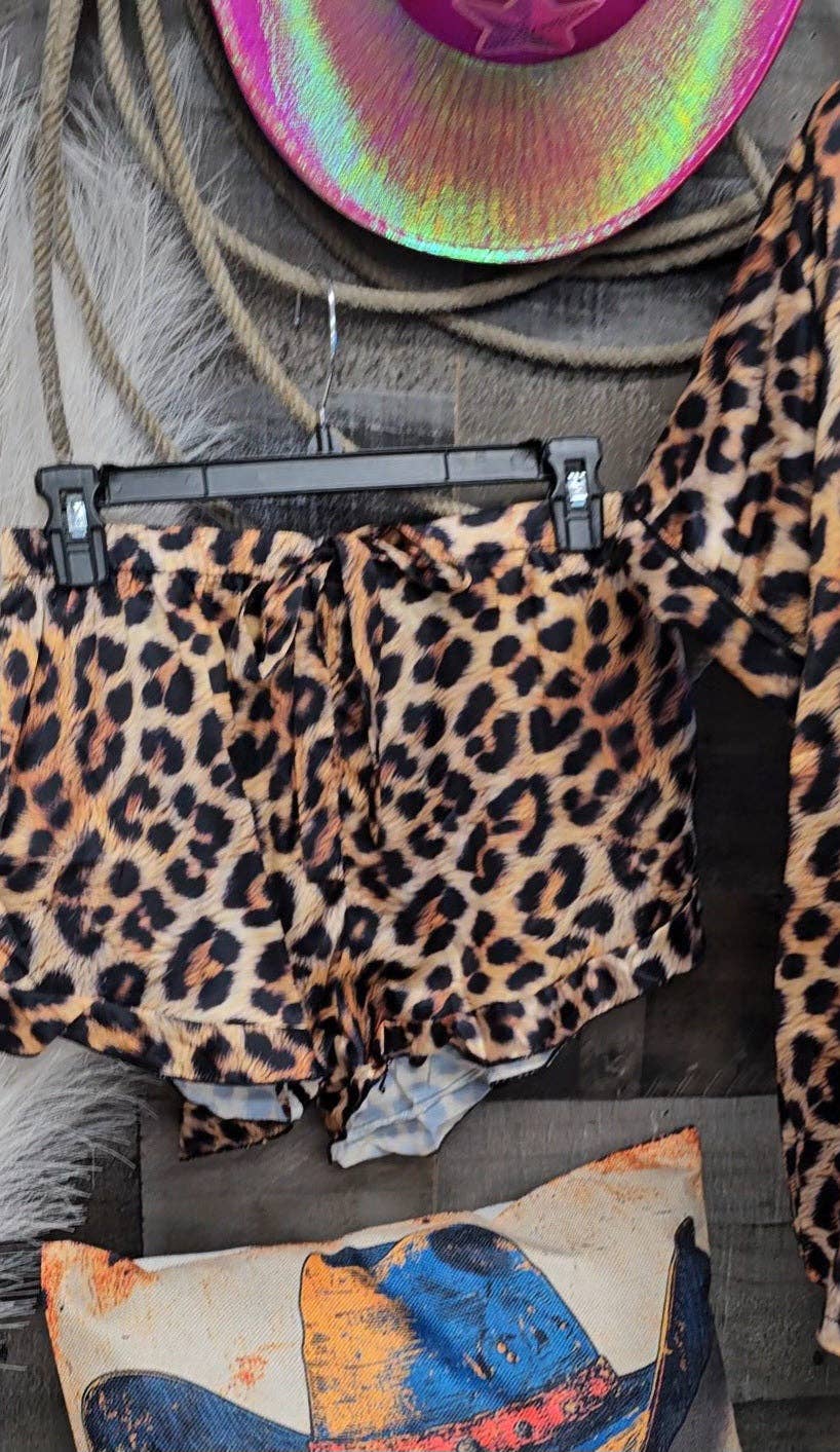 BAHA RANCH WESTERN WEAR - Wholesale Sleepwear Set - Women's - Baha Ranch Retro Pop Western Leopard Cowgirl Satin Pajamas4